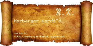 Marberger Karád névjegykártya
